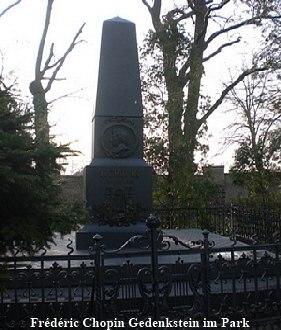 Frédéric Chopin Gedenkstein im Park